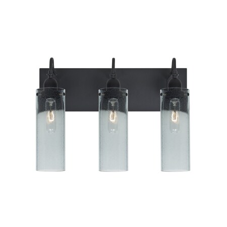 Besa Lighting Juni 10 Vanity, Blue Bubble, Black, 3x60W Incandescent 3WG-JUNI10BL-BK